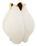Vaso Ceramica Potter Ø23x27,5 cm in Ceramica Bianco e Oro      