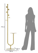Appendiabiti da Terra Shelf 40x35x176 cm in Metallo e Marmo Artificiale Oro e Bianco      