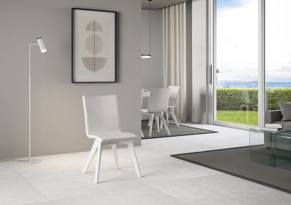 Sedia 52x52x87 cm Trudy gambe bianche in Similpelle Bianco sconto