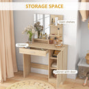 Consolle Trucco 90x38x138 cm con Specchio Cassetto e Mobiletto in Truciolato Colore Acero