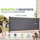 Tenda Sole Laterale Retrattile 140x300 cm Telo Frangivista Avvolgibile in Poliestere Grigio      