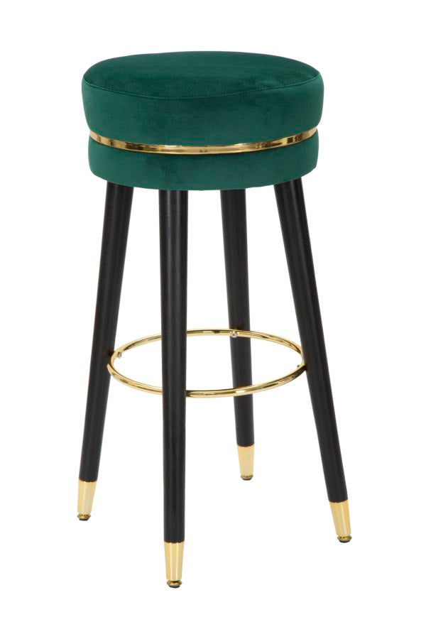 acquista Sgabello Bar Paris Ø35x74 cm in Legno e Tessuto Vellutato Verde