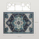 Tappeto Boho Antiscivolo e Lavabile 230x160 cm a Pelo Corto in Effetto Cashmere Blu  