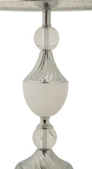 Lampada da Tavolo Kody Ø30x54 cm in Ferro e Tessuto Argento e Bianco      
