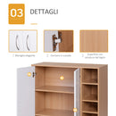 Credenza con 2 Ante e 5 Ripiani in Legno e Bianco 80x32x90.5 cm