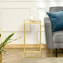 Tavolino da Soggiorno 48x30,5x61 cm in Metallo Piano Effetto Marmo Bianco e Oro