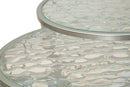 Tavolinetti Noah Silver Set 4 Pz Ø47x54,5 cm - Ø36x50 cm - Ø28x45 cm - Ø70x45 cm in Ferro e Vetro Argento      