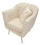 Poltrona Budapest Crema con Cuscino 88x83x91 cm in Compensato e Spugna e Ferro e Poliestere Crema      