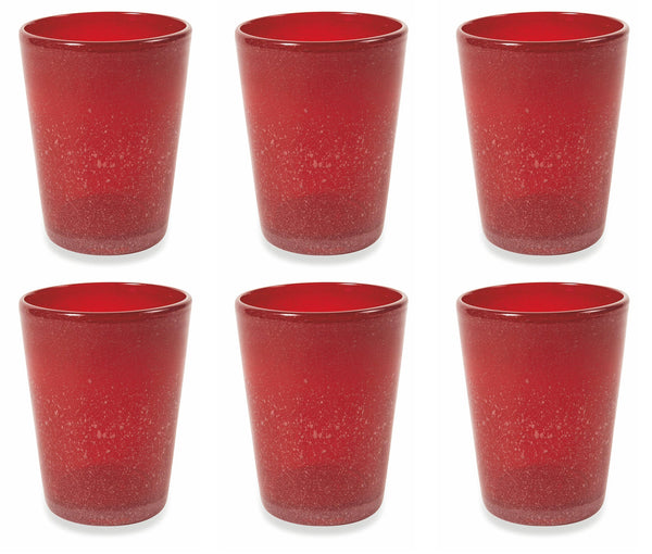 prezzo Set 6 Bicchieri Ø8x10 cm in Vetro Villa d'Este Home Tivoli Cancun Rossi