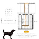 Recinto per Cani a 12 Pannelli Modulabili da 80x1,5x80 cm con Picchetti in Acciaio Grigio   