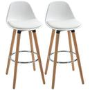 Set 2 Sgabelli da Bar Stile Nordico con Cuscino e Gambe in Legno Bianco 