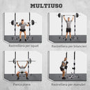 Set 2 Supporti per Bilanciere con 3 Ganci Altezza Regolabile e Portata 200kg in Acciaio    