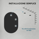 Specchio Bagno Ovale da Parete 60x90 cm con Cornice in Alluminio Verticale o Orizzontale Argento      