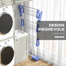 Stendino Verticale 3 Ripiani Regolabili 142x55x152 cm in Acciaio e Plastica Blu e Argento  
