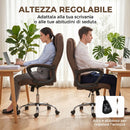 Sedia da Ufficio Ergonomica 62x76x110-119 cm Reclinabile e Girevole con Poggiatesta in Tessuto Effetto Lino Marrone      