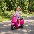 Moto Elettrica per Bambini 107x47x73 cm Licenza Vespa con Rotelle Fanale e Musica in PP e Metallo Rosa      