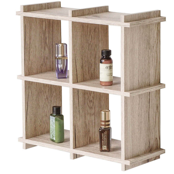 Libreria Scaffale a Parete 4 ripiani Bacheca in Legno Rovere Multiuso sconto