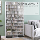 Libreria Porta CD 102x23,5x195 cm con 3 Colonne da 12 Ripiani in MDF Bianco  