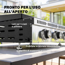 Griglia a Gas 62x49x23 cm Piastra di Cottura Portatile 3 Bruciatori con Vaschetta Raccogli Grasso Nero      
