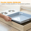 Mangiatoia per Fieno 58x40x32 cm con Portafieno Lettiera e Ciotole Colore Legno Naturale      