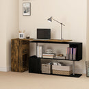 Scrivania Angolare da Ufficio 140x120x78 cm con Cassetti e Scaffale Girevole Marrone e Nero  