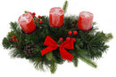 Portacandela 3 Candele con Fiocco Rosso Pigne e  Bacche