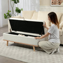 Panca Contenitore 118x42x45 cm da 80L Imbottita con Rivestimento in Tessuto e Gambe in Legno Crema      