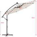 Ombrellone Giardino 3mt con Luce LED Solare Palo Decentrato con Carrucola Beige      