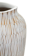 Vaso Resina Stiky Ø23x50 cm in Resina Oro e Bianco      