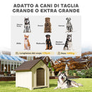 Cuccia per Cani Rialzata 102x94x103 cm con Tetto Inclinato e Prese d'Aria in PP Beige e Marrone Scuro      