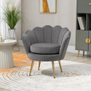 Poltrona Imbottita 76x67x74 cm in Tessuto Vellutato Grigio