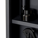 Specchiera Bagno 40x12x60 cm 1 Anta 3 Ripiani in Acciaio  Nero
