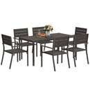 Set da Giardino con Tavolo da Pranzo Rettangolare e 6 Sedie Impilabili Marrone     