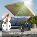 Ombrellone da Giardino e da Esterno Inclinabile 2x3 m in Poliestere UV 50+ Beige      