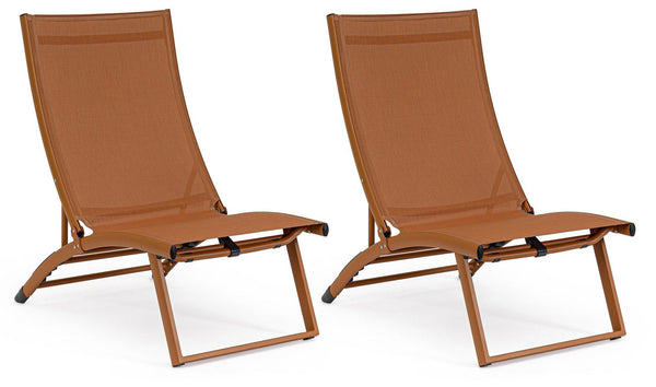 acquista Set 2 Poltrone da Giardino 53x166,5x90 cm in Alluminio Taylor Pecan