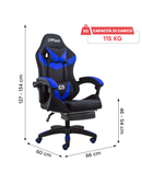 Sedia da Gaming Ergonomica 66x60x134 cm con Poggiapiedi in Similpelle Blu