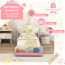 Letto Basso per Bambini 3-8 Anni 150x77x60 cm con Spazio Contenitore e Sponde Laterali in MDF Rosa  