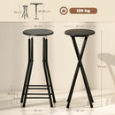 Set 2 Sgabelli Bar 34x30x70 cm Pieghevoli con Doppio Poggiapiedi in Legno e Acciaio Nero      