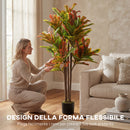 Pianta Artificiale di Croton Multicolore 55x55x120 cm in PEVA e Legno con Vaso Contenitore in PP e Cemento Nero      