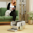 Lettiera per Gatti con Gradino 60,2x40,6x29 cm in Acciaio Inox e ABS Grigio Chiaro   