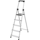 Scala Domestica 5 Gradini Scaletto Antiscivolo con Porta Utensili in Alluminio Argento      