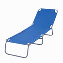 Lettino Prendisole Pieghevole da Giardino 180x55x24 cm in Metallo e Tessuto Oxford Blu