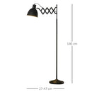 Lampada da Terra con Paralume E27 Estraibile in Metallo  Nera