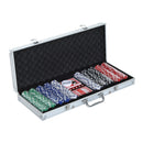 Set 500 Fiches da Poker 2 Mazzi di Carte e Pulsante Dealer con Valigetta 