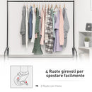 Stender Appendiabiti con Ruote 120x60x150 cm in Ferro  Nero