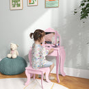 Tavolo da Trucco per Bambine 3-6 Anni con Sgabello e Specchio Regolabile Tavolo con Cassetto Rosa      