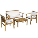 Set Salotto da Giardino Divano 2 Poltrone con Cuscini e Tavolino in Legno di Acacia