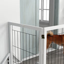 Cancellino per Cani Pieghevole 280x70 cm con 4 Pannelli in Legno e Acciaio Bianco      