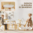 Set Tavolo e 4 Sedie per Bambini 3-8 Anni 5 pz con Bordi Arrotondati in Legno Bianco      