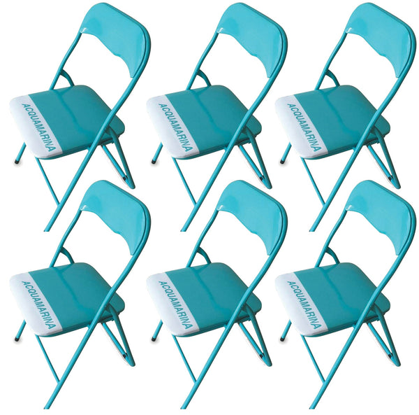 Set 6 Sedie Pieghevoli in Metallo Soriani Acquamarina sconto